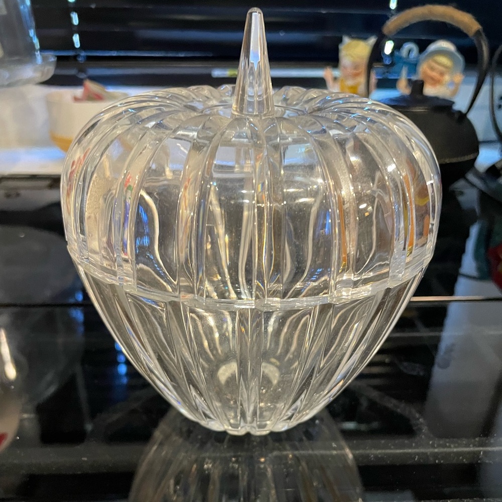 5 inch lead Crystal apple candy dish.